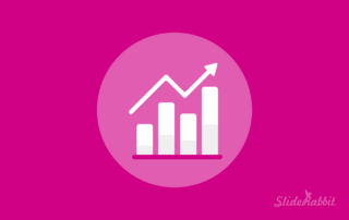 Column chart on pink background representing 2023 presentation trends
