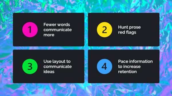 4 main takeaways for minimizing text on slides in presentations 